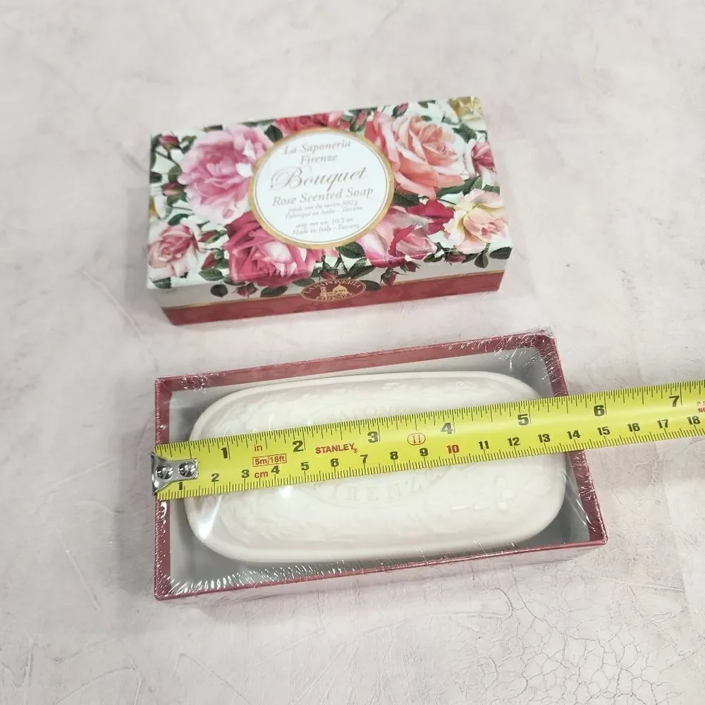 NEW La Saponeria 10.5 oz Firenze Bouquet Rose Scented Soap Made in Tuscany Italy